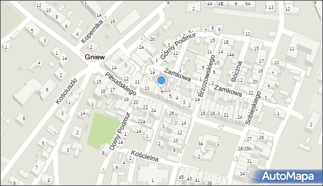 Gniew, Piłsudskiego Józefa, marsz., 7, mapa Gniew