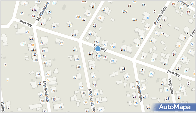 Gniezno, Piekary, 21b, mapa Gniezna