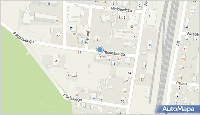 Gomunice, Piłsudskiego Józefa, marsz., 11, mapa Gomunice