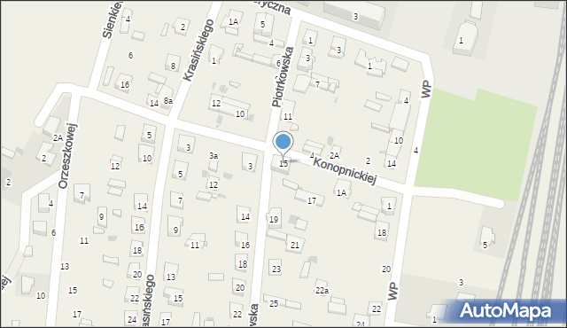 Gomunice, Piotrkowska, 15, mapa Gomunice