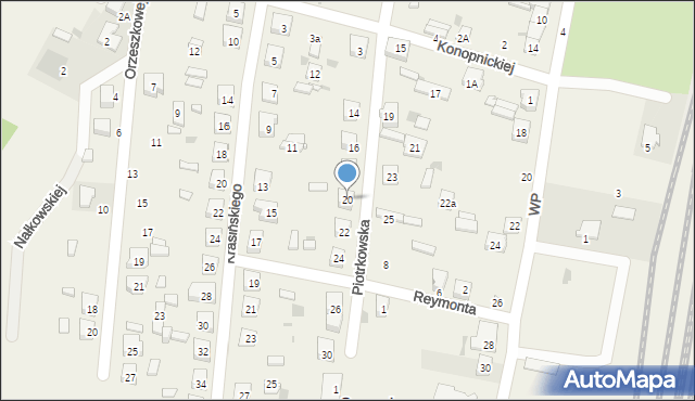 Gomunice, Piotrkowska, 20, mapa Gomunice