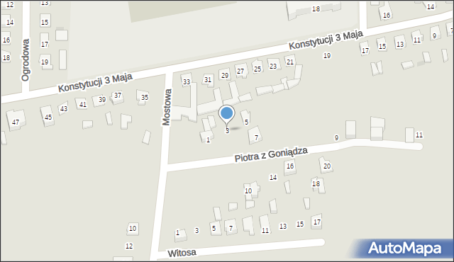 Goniądz, Piotra z Goniądza, 3, mapa Goniądz