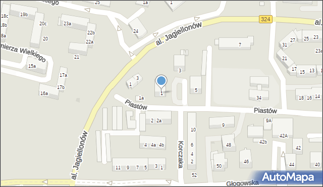 Góra, Piastów, 1, mapa Góra