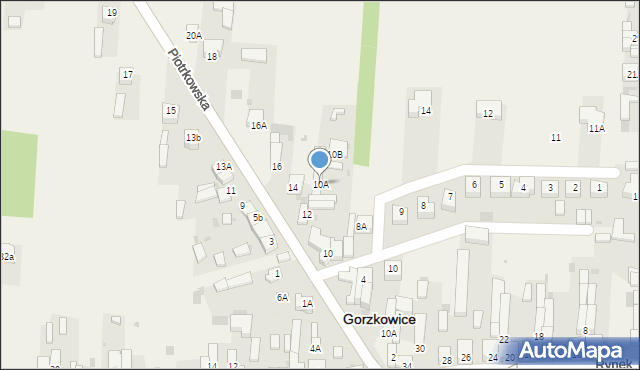 Gorzkowice, Piotrkowska, 10A, mapa Gorzkowice