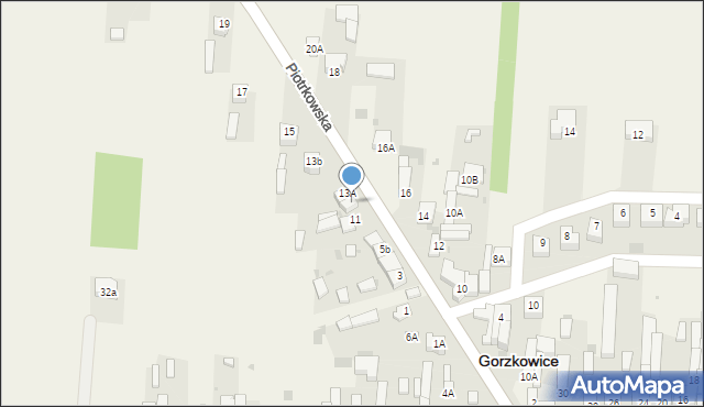 Gorzkowice, Piotrkowska, 13, mapa Gorzkowice