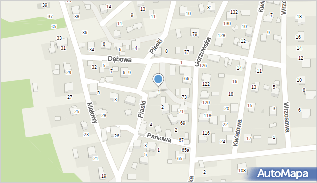 Gorzów, Piaski, 4, mapa Gorzów
