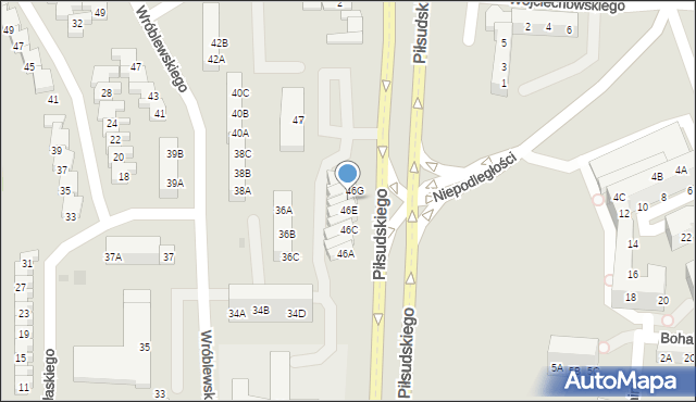 Gorzów Wielkopolski, Piłsudskiego Józefa, marsz., 46F, mapa Gorzów Wielkopolski
