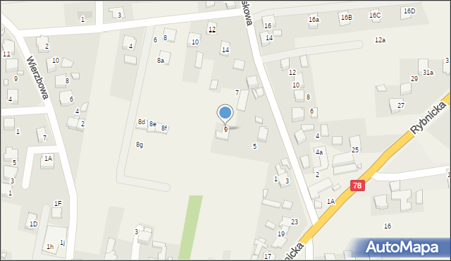 Gorzyce, Piaskowa, 9, mapa Gorzyce