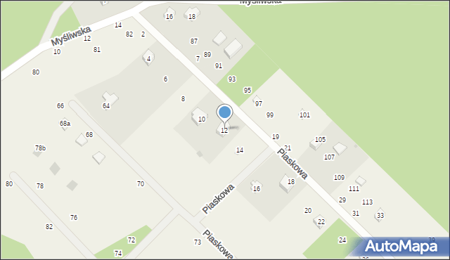 Grabówko, Piaskowa, 12, mapa Grabówko