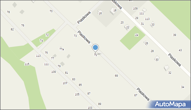 Grabówko, Piaskowa, 71, mapa Grabówko