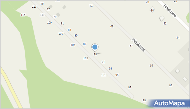 Grabówko, Piaskowa, 89, mapa Grabówko