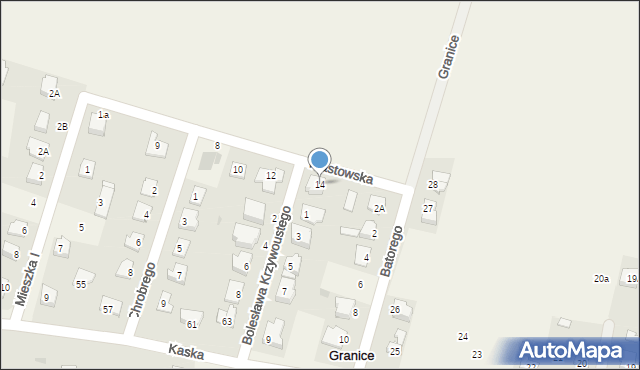 Granice, Piastowska, 14, mapa Granice