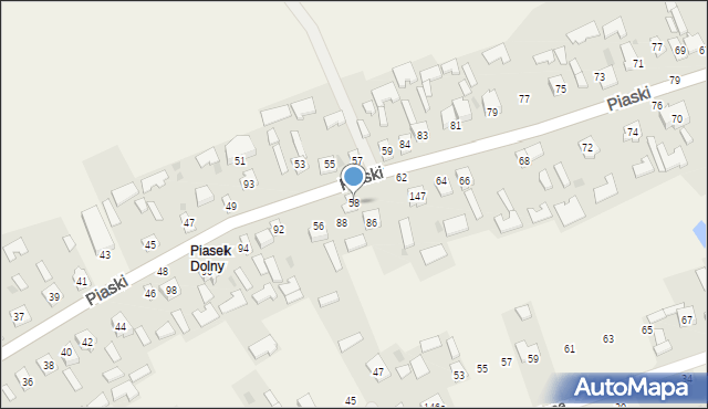 Grębów, Piaski, 58, mapa Grębów