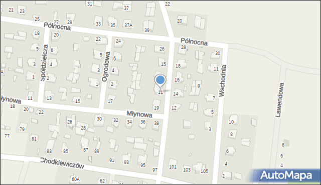 Gródek, Piaskowa, 11, mapa Gródek