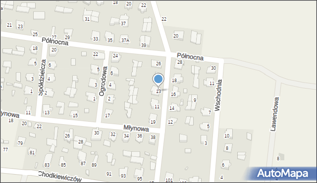 Gródek, Piaskowa, 13, mapa Gródek