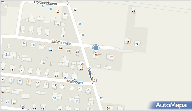 Gródek, Piaskowa, 26, mapa Gródek