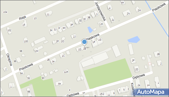 Grodzisk Mazowiecki, Piaskowa, 1E, mapa Grodzisk Mazowiecki