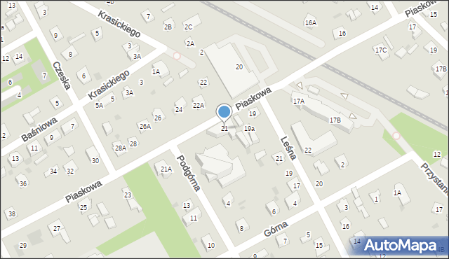 Grodzisk Mazowiecki, Piaskowa, 21, mapa Grodzisk Mazowiecki
