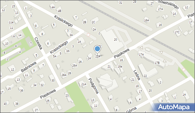 Grodzisk Mazowiecki, Piaskowa, 22A, mapa Grodzisk Mazowiecki