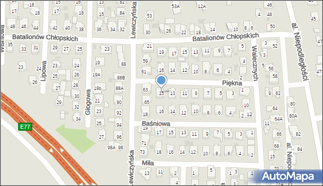 Grójec, Piękna, 15, mapa Grójec