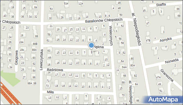 Grójec, Piękna, 5, mapa Grójec