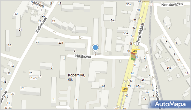 Grudziądz, Piaskowa, 2, mapa Grudziądza