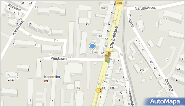 Grudziądz, Piaskowa, 2b, mapa Grudziądza