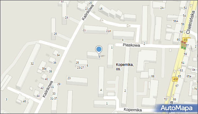 Grudziądz, Piaskowa, 3, mapa Grudziądza