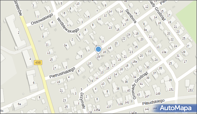 Grudziądz, Pietrusińskiego, 14, mapa Grudziądza