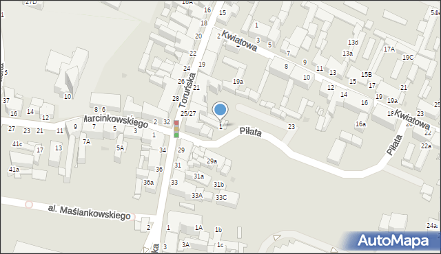 Grudziądz, Piłata Roberta, 1, mapa Grudziądza