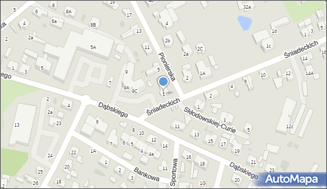 Gryfice, Pionierska, 1, mapa Gryfice