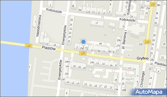 Gryfino, Piastów, 15, mapa Gryfino