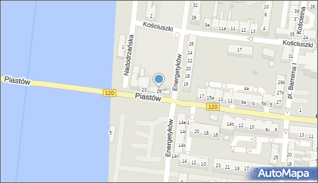 Gryfino, Piastów, 19, mapa Gryfino