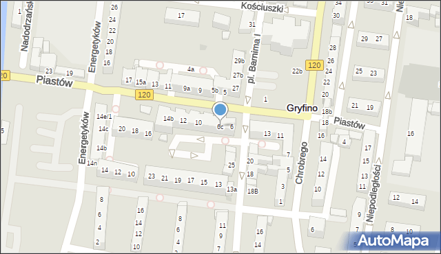 Gryfino, Piastów, 6c, mapa Gryfino