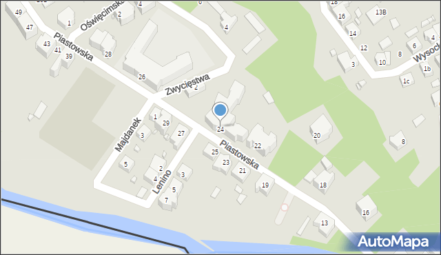 Gubin, Piastowska, 24, mapa Gubin