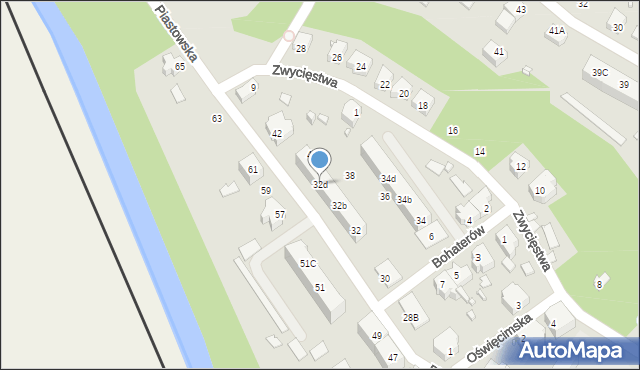 Gubin, Piastowska, 32d, mapa Gubin