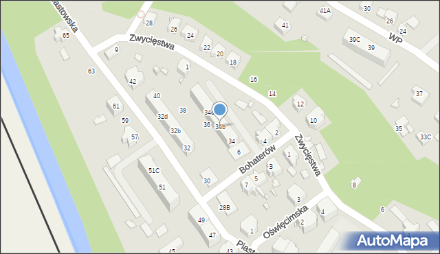 Gubin, Piastowska, 34b, mapa Gubin