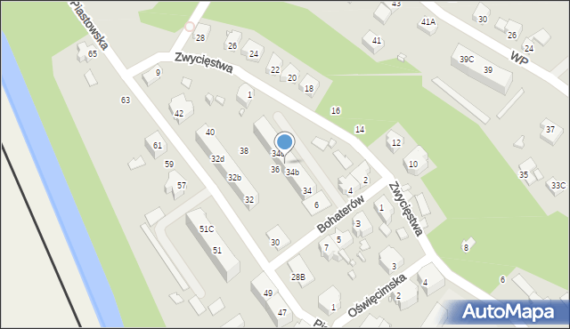 Gubin, Piastowska, 34c, mapa Gubin