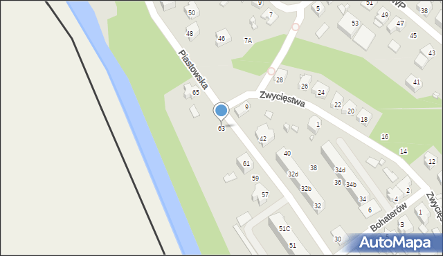 Gubin, Piastowska, 63, mapa Gubin