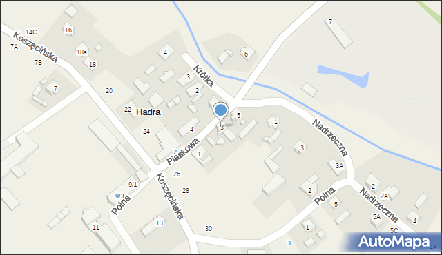 Hadra, Piaskowa, 3, mapa Hadra