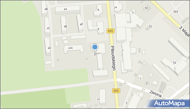 Hajnówka, Piłsudskiego Józefa, marsz., 10, mapa Hajnówka