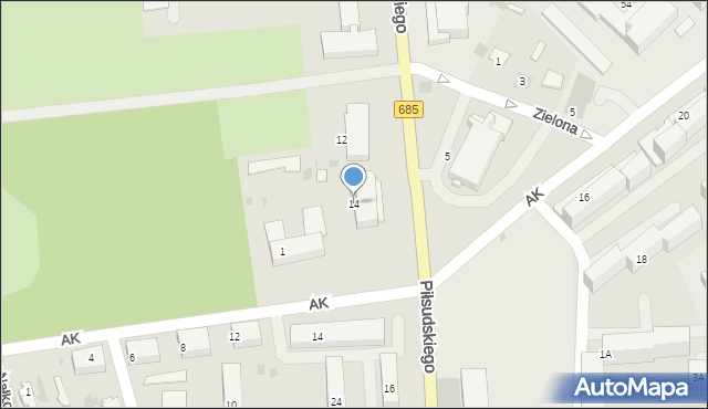 Hajnówka, Piłsudskiego Józefa, marsz., 14, mapa Hajnówka