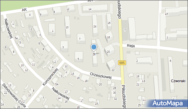 Hajnówka, Piłsudskiego Józefa, marsz., 26, mapa Hajnówka