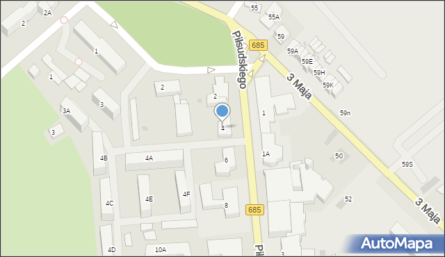Hajnówka, Piłsudskiego Józefa, marsz., 4, mapa Hajnówka