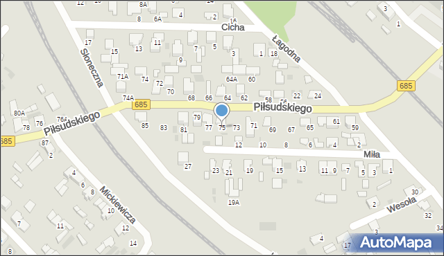 Hajnówka, Piłsudskiego Józefa, marsz., 75, mapa Hajnówka