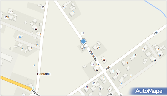 Hanusek, Piastów, 18, mapa Hanusek