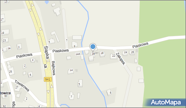 Harbutowice, Piaskowa, 16, mapa Harbutowice