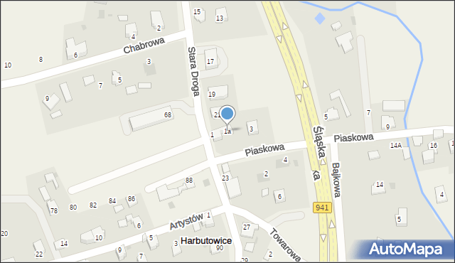 Harbutowice, Piaskowa, 1a, mapa Harbutowice