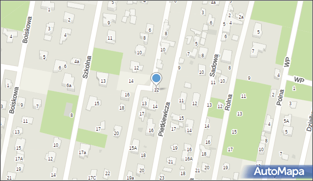 Hornówek, Pietkiewicza Stanisława, 12, mapa Hornówek