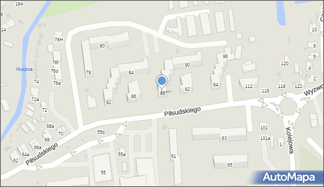 Hrubieszów, Piłsudskiego Józefa, marsz., 88, mapa Hrubieszów